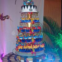 Masquerade themed cupcake tower