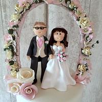 Pink & Cream Rose wedding cake