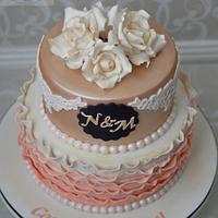 Ruffles & Roses Engagement cake