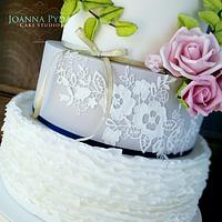 White and grey wedding cake