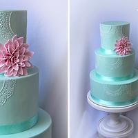 Mint green wedding cake
