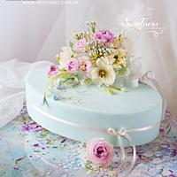 Delicate Cake with Wafer-Paper Bouquet 