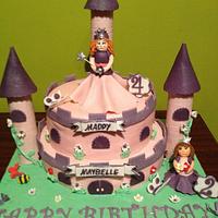 princess castle cake for 2 cute sisters...
