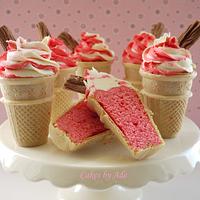Pink ice-cream cone cupcakes - May 2011