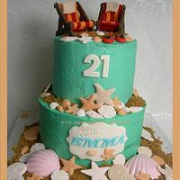 Beach themed Cake for Emma's 21st - all edible