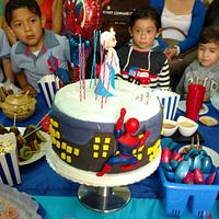 Frozen and spiderman cake