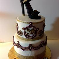 Elegant 50th Birthday Cake