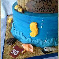 Luau/Redskins Birthday Cake