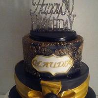 Black and Gold Sparkle Cake - cake by givethemcake - CakesDecor