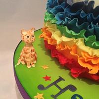 Rainbows and cats 50th birthday cake