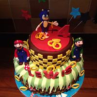 Supermario and sonic cake