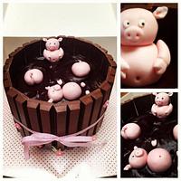 Piggies in mud cake