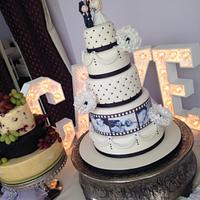 Ivory and black film strip wedding cake 