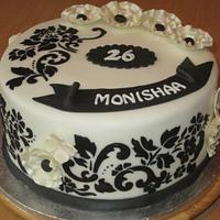 Black and White 26th Birthday Cake.