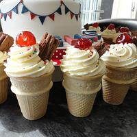Ice cream cone cupcakes for jubilee cake