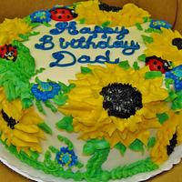 Sunflower & Ladybug cake design