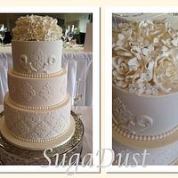 Ivory Damask Wedding Cake