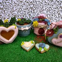 3-D cookie project: Shabby Chic Flowerpots 
