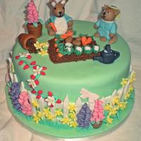Peter rabbit and Tom kitten birthday cake 