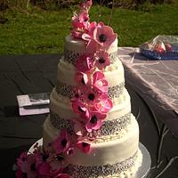 Pink and Black wedding Cake