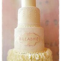 Lace and love  wedding cake