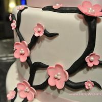 4 Tiered Cherry Blossom Wedding Cake