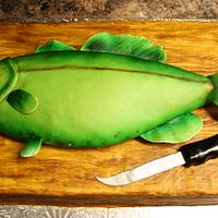 Fish on Cuttingboard Cake