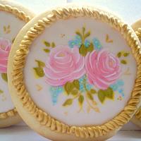 Hand painted roses sugar cookies