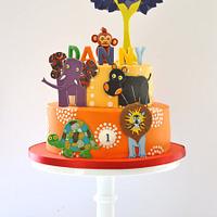 Tinga Tinga Tales 2 tier birthday cake