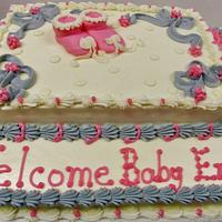 Buttercream pink & gray baby shower cake