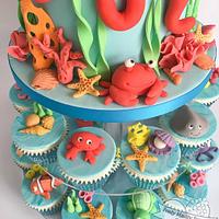Under The Sea Octopus Cake and Cupcakes