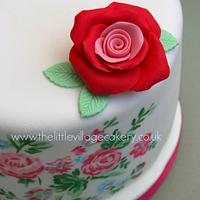Painted floral vintage cake