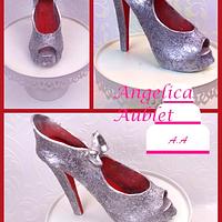 Silver heel shoes