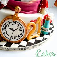 Alice in Wonderland Themed 21st Cake