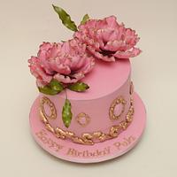 Pink & Gold Peony cake 