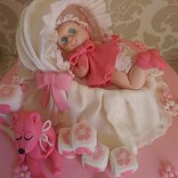 Baby in Bassinet Christening Cake
