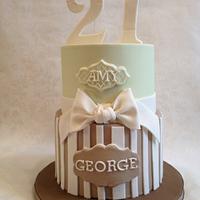Stripes and bow cake