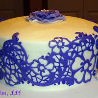 Purple Lace and Flower Cake