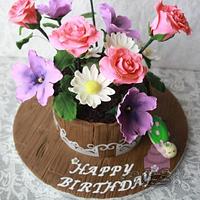 Flower pot birthday cake