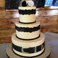 Black and White western wedding cake