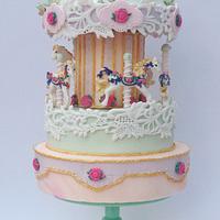 Floral cascade carousel cake 