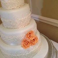 White pearl wedding cake