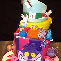 Alice in Wonderland Topsy Turvy Mad Hatter Cake