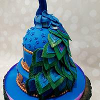 The Peacock themed Ring Ceremony cake
