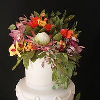 Wedding Cake and exotic sugar flowers