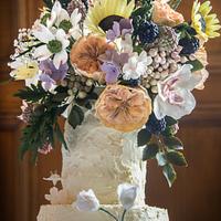 Wild Flowers Wedding Cake