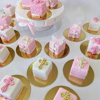 First communion mini cakes