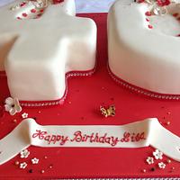 Red and Cream 40 th birthday cake