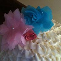 Ruffle Cake with Rose Cake for Shabby Chic Baby Shower