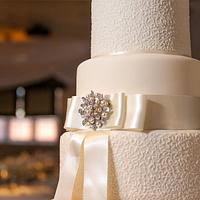 Ivory Filigree Lace Wedding Cake